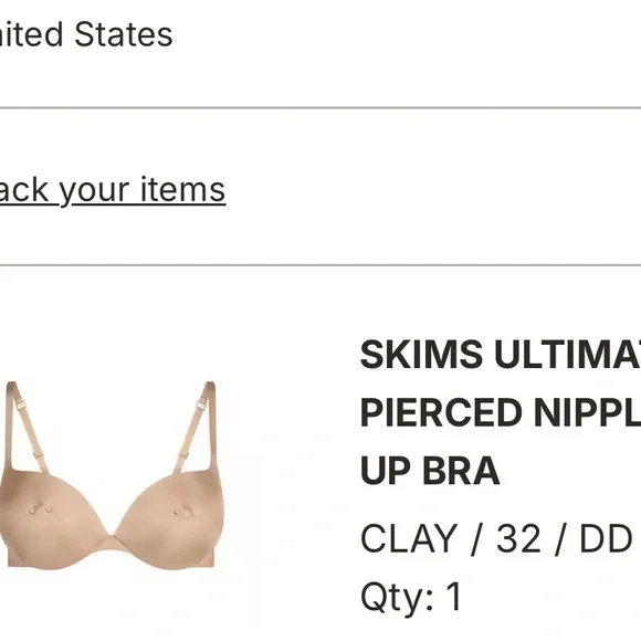 SKIMS pierced nipple bra. Worn once - Picture 4 of 8